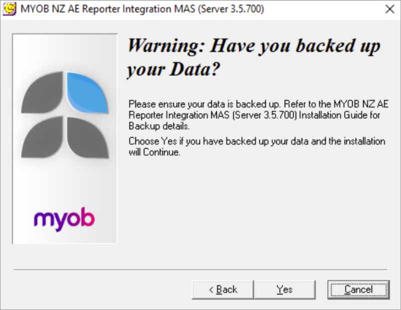 AE Reporter installer back up your data warning window.png