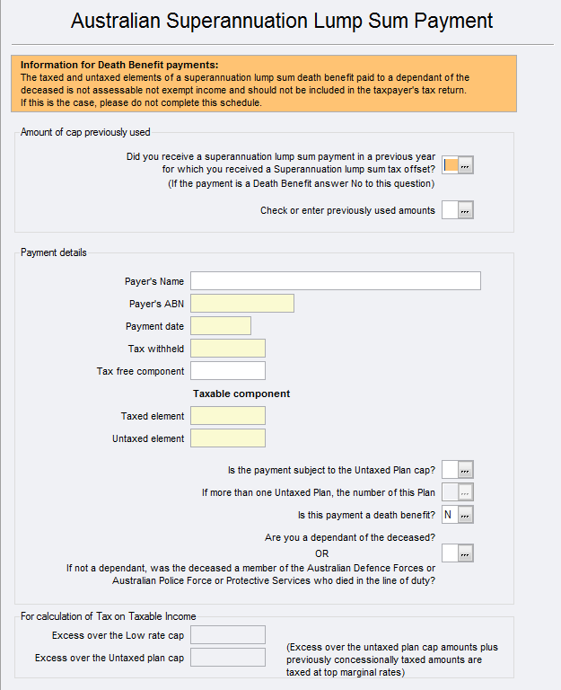 Superannuation Lump Sum Schedule Pl