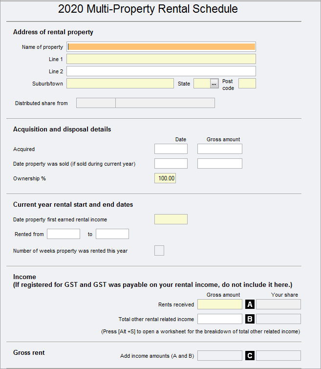 Rental Schedules (ren, rep and RNTLPRPTY) 2024