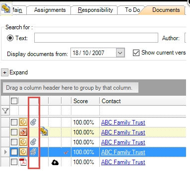 Documents displaying attachments