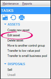 Edit Asset circled on Task panel