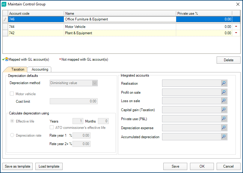 Setting up an assets register