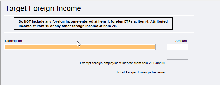 IT4 Target Foreign Income worksheet (tfi) 2025